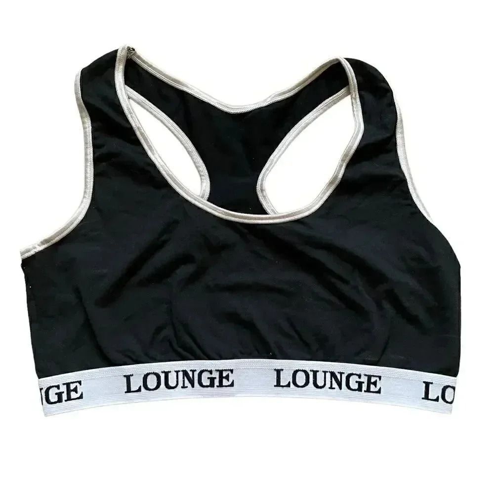 Lounge Black Womens Sporty Yoga Sports Bra SZ L